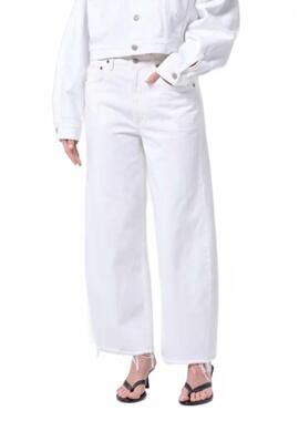 NEW AGOLDE low curve fray jeans in milkshake